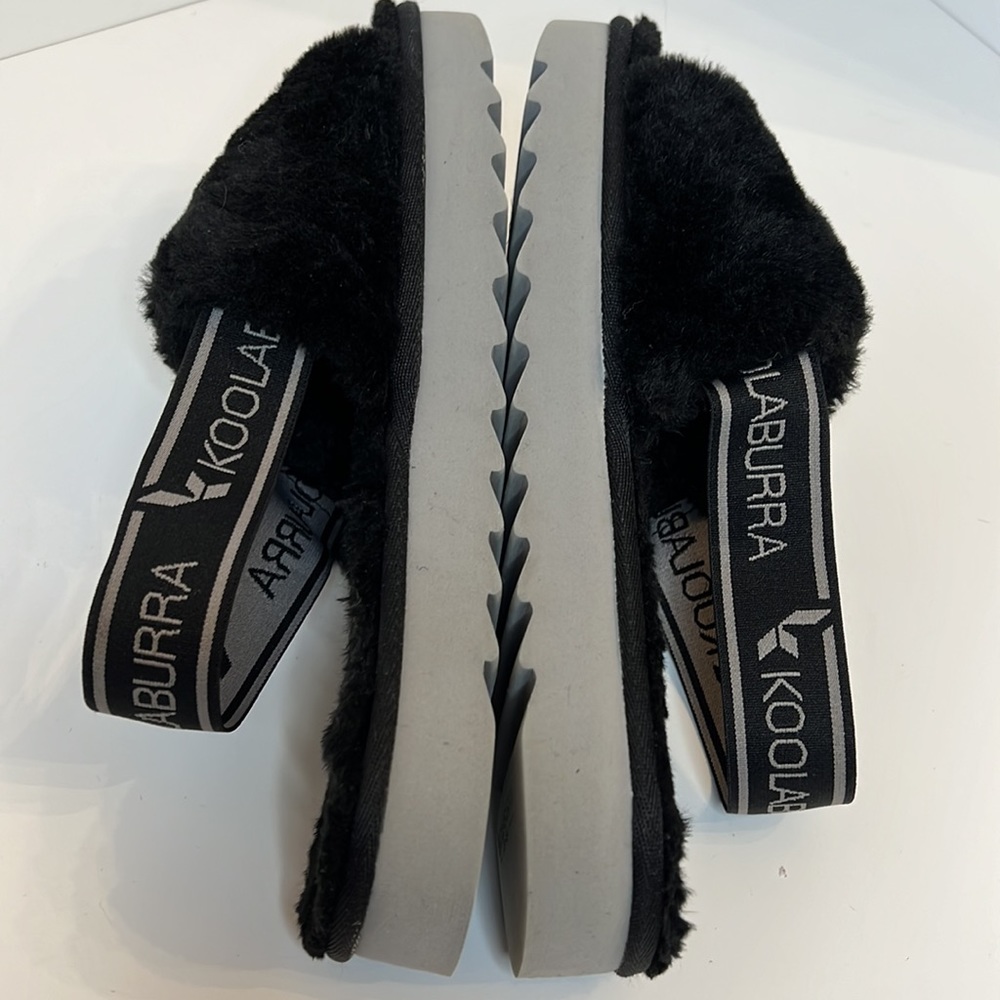KOOLABURRA BY UGG BLACK FAUX FUR SLIPPERS SZ 8 - Picture 6 of 12